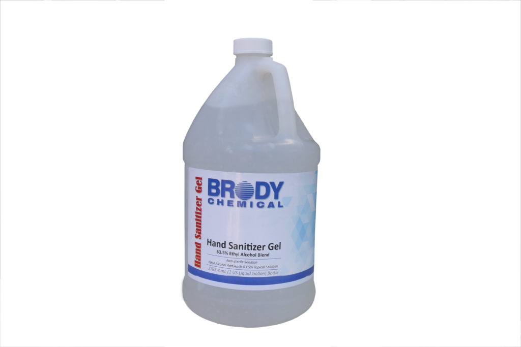 Gallon jug of Brody Chemical's Hand Sanitizer Gel