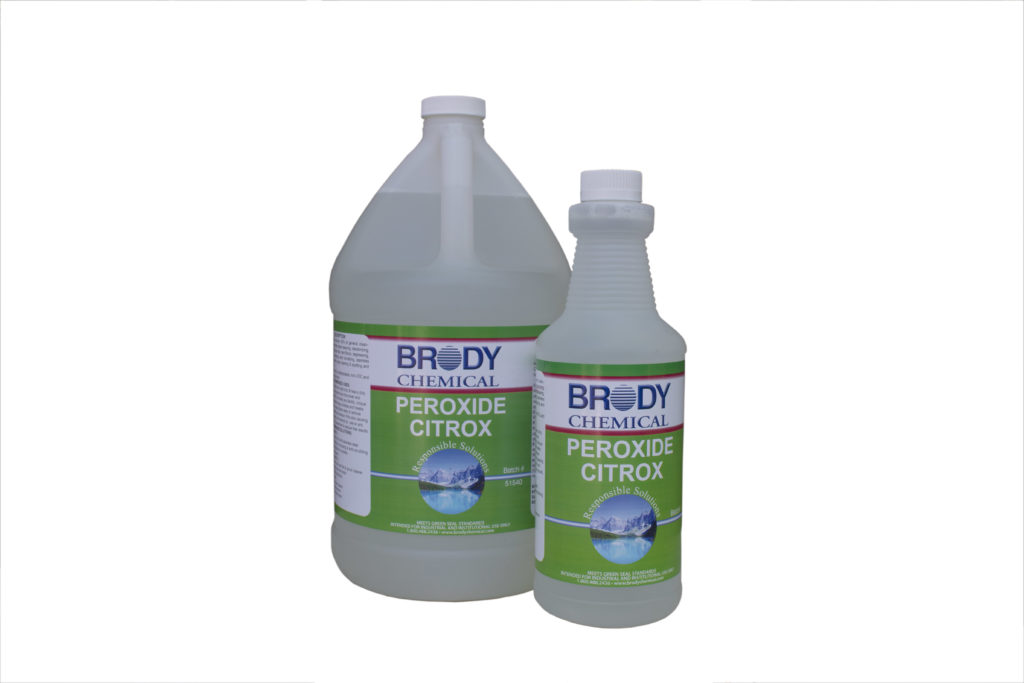 Containers of Brody Chemical's Peroxide Citrox product