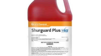 Gallon jug of Brody Chemical's Shurguard Plus disinfectant product